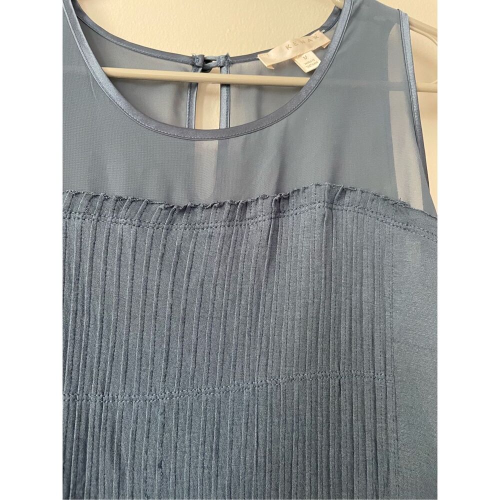 Kenar Medium Blue Tank Top Sheer Neckline Multimodal - Picture 2 of 4